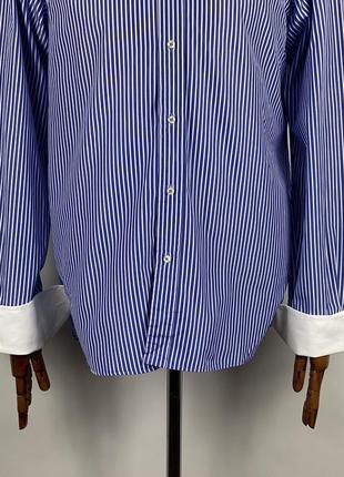 Оригинальная итальянская рубашка-рубашка boggi milano cotton blue striped cufflinks shirt3 фото