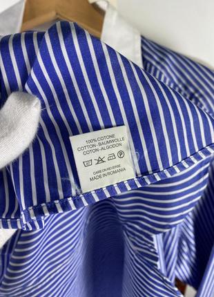 Оригинальная итальянская рубашка-рубашка boggi milano cotton blue striped cufflinks shirt10 фото