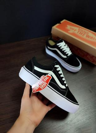 Vans old school platform кеды на платформе на высокой толстой подошве кроссовки вансы черные черно белые4 фото