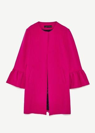 Пальто яркое фуксия розовое пиджак жакет кардиган zara6 фото