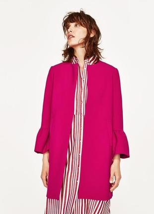 Пальто яркое фуксия розовое пиджак жакет кардиган zara