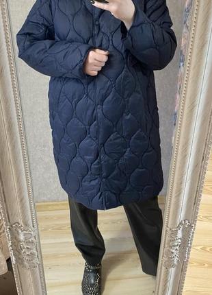 Новое универсальное модное стёганное пальто 50-52 р с капюшоном