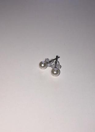 Сережки з перлинами цвяшки серьги с жемчугом гвоздики 12107