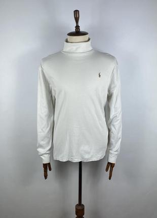 Оригінальний чоловічий білий гольф polo ralph lauren turtleneck white cotton sweatshirt