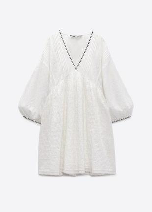 Коротка сукня з вишивкою кльош zara /9475/