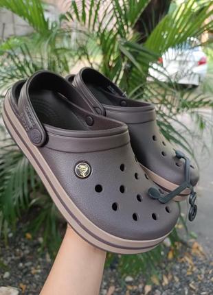 Крокс крокбенд клог коричневі crocs crocband clog espresso khaki