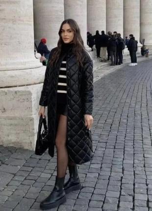 Пальто жіноче zara з екошкіри
