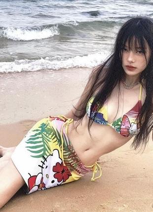 Купальник с юбкой hello kitty hawaii