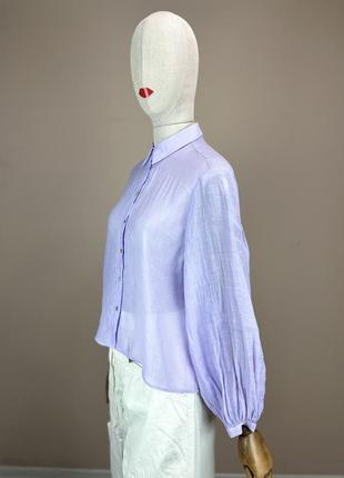 Zara лиоцелл блуза лиловая пурпур фиолетовая рубашка massimo dutti рукава воланы sandro батал воздушная бохо8 фото