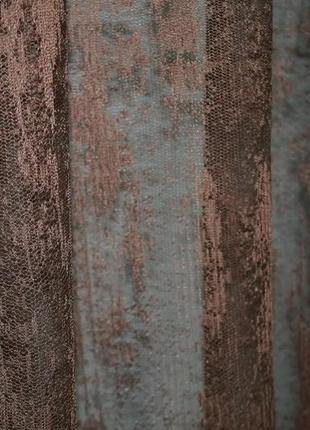Тюль з жакарду "мармур". колір шоколадний5 фото