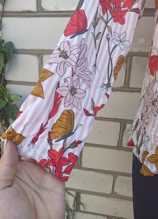 Блуза в полоску с цветами2 фото