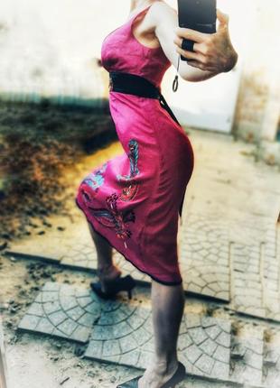 Лляне з шовком міді плаття натуральне monsoon з вишивкою бісером2 фото
