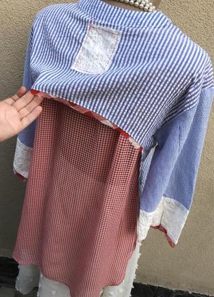 Блуза,рубашка в полоску,вышивка,кружево,этно бохо стиль,хлопок6 фото