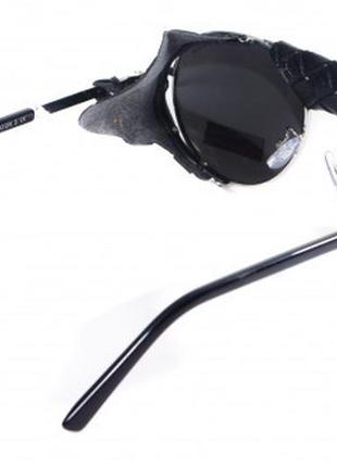 Окуляри захисні global vision aviator-5 (silver mirror) дзеркальні чорні, зі з'ємним ущільнювачем із синтетичної "шкіри"4 фото