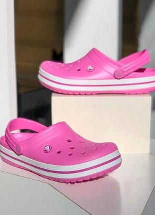 Крокс крокбэнд клог розовые crocs crocband electric pink/white