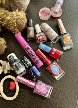 Тени пигмент для век glambee, лаки и тушь essence, luodanqi