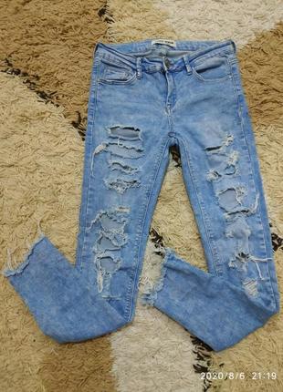 Трендовые рваные скинни джинсы tally weijl, с-м (можно больше)2 фото