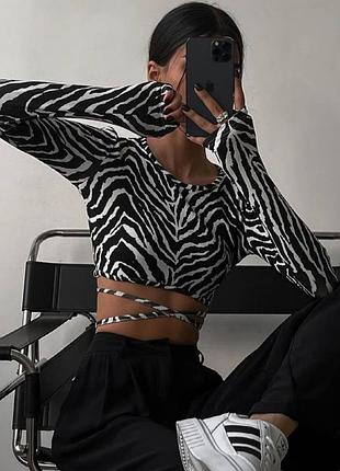 Топ на завязках принт зебра 🦓