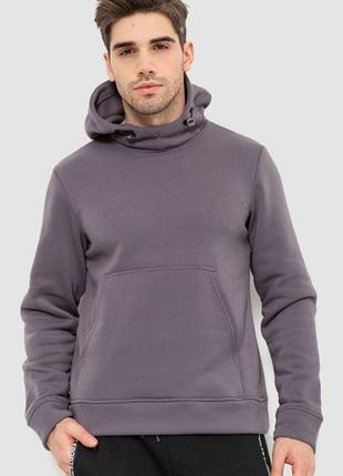 Худи мужской на флисе серый с капюшоном, милое худи на флисе, мужская толстовка на флисе