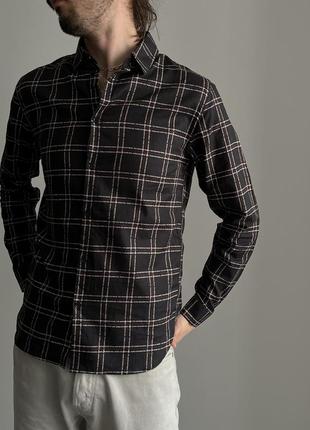 The kooples paris relaxed plaid monogram shirt рубашка оригинал франция премиум новая черная стильная интересная монограмм уникальная парообраз