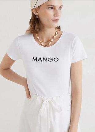 Базова біла футболка з логотипом mango