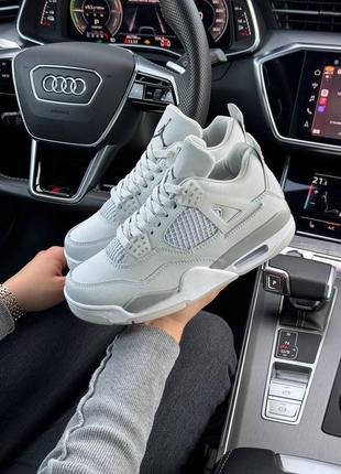 Женские кроссовки nike air jordan 4 retro / найк джордан / демисезонные / весенние, летние, осенние / обувь / кожа, замша / белые, черные, серые