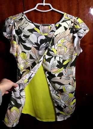Яркая блуза dorothy perkins с интересной спинкой цветочный принт шифоновая1 фото