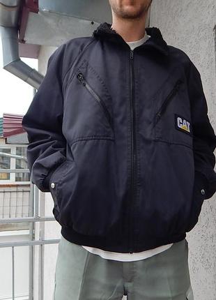 Куртка бомбер рабочая vintage cat caterpillar sherpa work bomber jacket