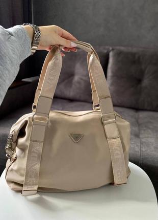 Спортивна сумка prada sport lite beige