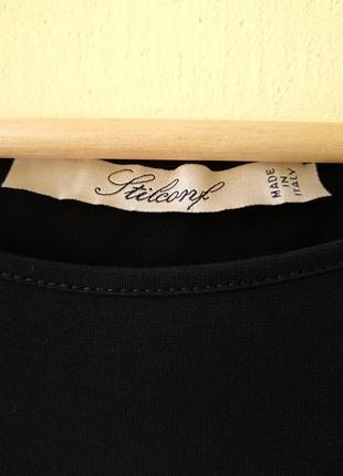 Черное платье из двух видов ткани stilconf офисное миди мини италия6 фото