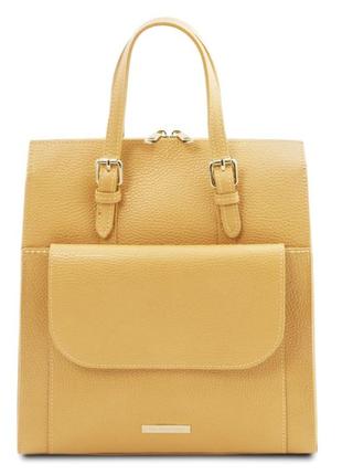 Жіночий шкіряний рюкзак — сумка італія tuscany tl142211 (pastel yellow)