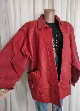 Стильная винтажная, удлиненная куртка бомбер из натуральной кожи3 фото