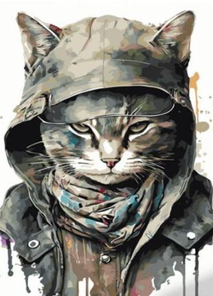Картина по номерам крутая кошка, в термопакете 40*50см, тм стратег, украина