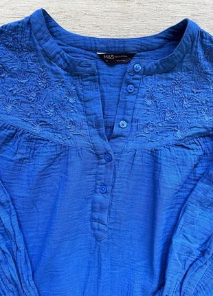 Блуза рубашка синего цвета marks &amp; spencer2 фото