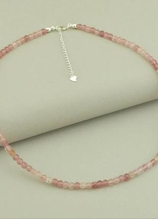 Подвеска клубничный кварц серебро натуральные камни подарок клубничной кварц серебро натуральное камны подарок