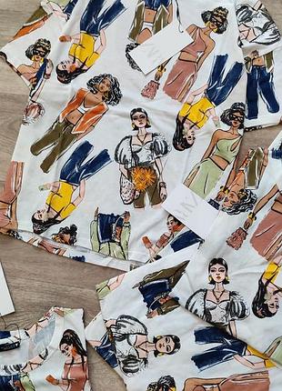 Оверсайз стильна футболка з дівчатами zara нова колекція розмір s та m оригінал
