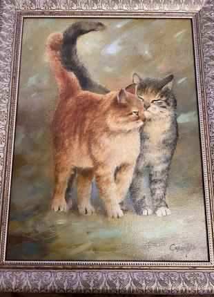 Картина влюбленные котики