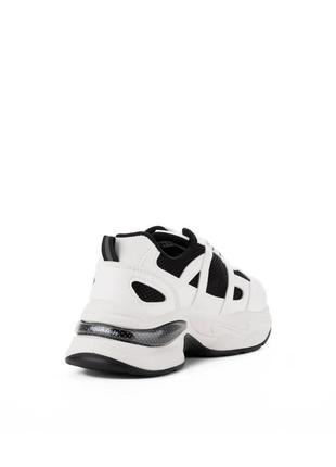 Черно-белые спортивные кроссовки экокожа с текстилем3 фото