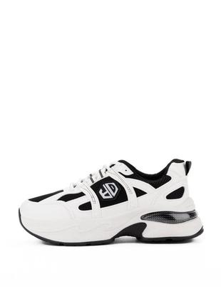 Черно-белые спортивные кроссовки экокожа с текстилем2 фото