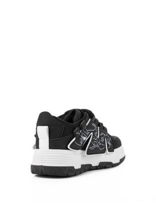 Стильные молодежные кроссовки черный с белым3 фото