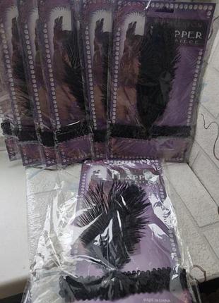 Повязка на голову черная с перьями и стразами, украшение в стиле гетсби вечеринка в...