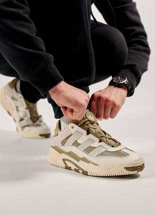 Кросівки чоловічі adidas originals niteball prm beige olive бежеві повсякденні шкіряні кросівки адідас10 фото