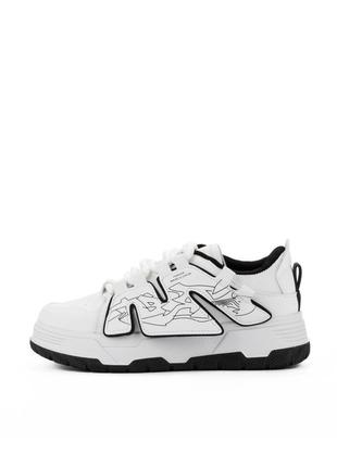 Стильні молодіжні кросівки білий з чорним2 фото