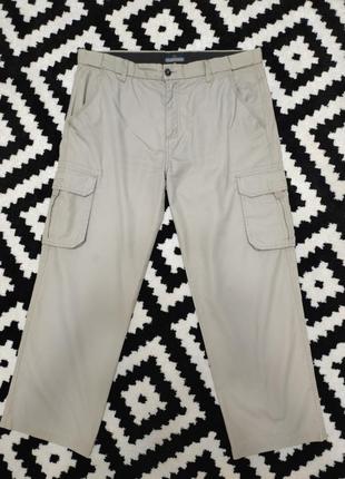 Брюки штани чоловічі бежеві з боковими карманами прямі широкі lincoln, розмір xl - 2xl