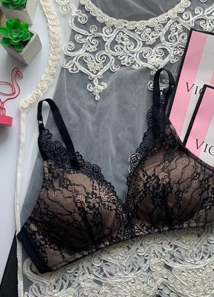 👙роскошный чёрный кружевной бралет/бра с кружевом/лиф бежевый без косточек 👙