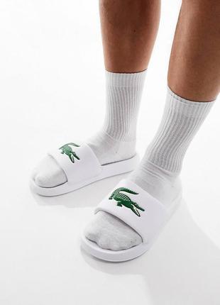 Белые шлепки lacoste оригинал новые