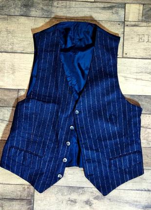 Чоловічий базовий класичний вовняний жилет next приталень у синьому кольорі розмір м