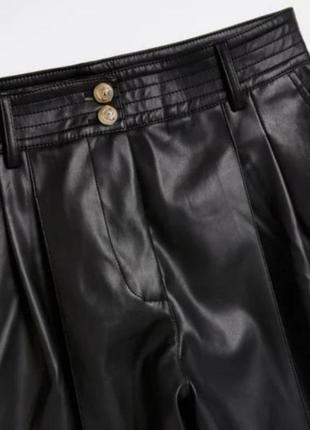 Кожаные кюлоты штаны экокожа высокая посадка xs/s(8)5 фото