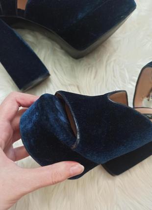 Темно-синие велюровые босоножки туфли zara5 фото
