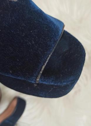 Темно-синие велюровые босоножки туфли zara6 фото